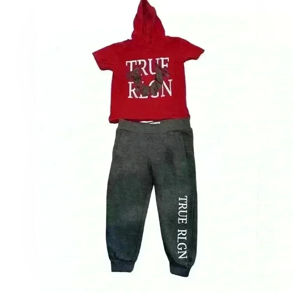True Religion Toddler Boy Hooded Short Sleeve T-Shirt & Jogger Set Size 4T - Picture 1 of 5